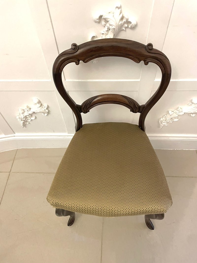 Set of 6 Antique Victorian Quality Rosewood Dining Chairs - Image 7